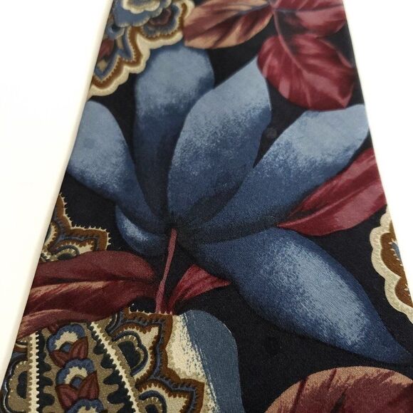Robert Talbott Omaggio Floral Print Blue Red Wide Silk Tie - Picture 2 of 6